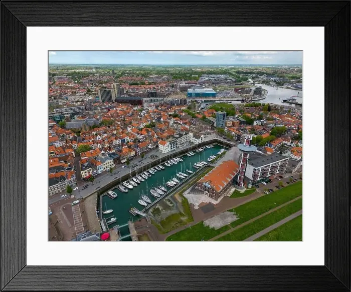 Framed Print : Aerial drone photo of the marina in the coastal town of Vlissingen in Zeeland, the Netherlands Framed Print : Aerial drone photo of the marina in the coastal town of Vlissingen in Zeeland, the Netherlands