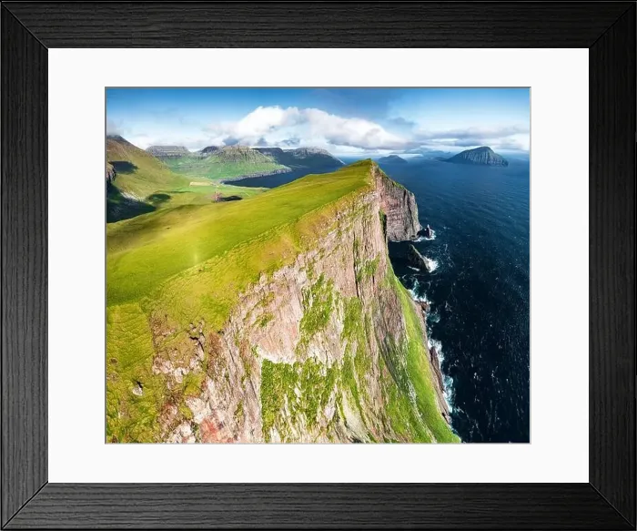 Framed Print : Aerial view of Koltur island in the middle of the ocean from majestic cliffs Framed Print : Aerial view of Koltur island in the middle of the ocean from majestic cliffs