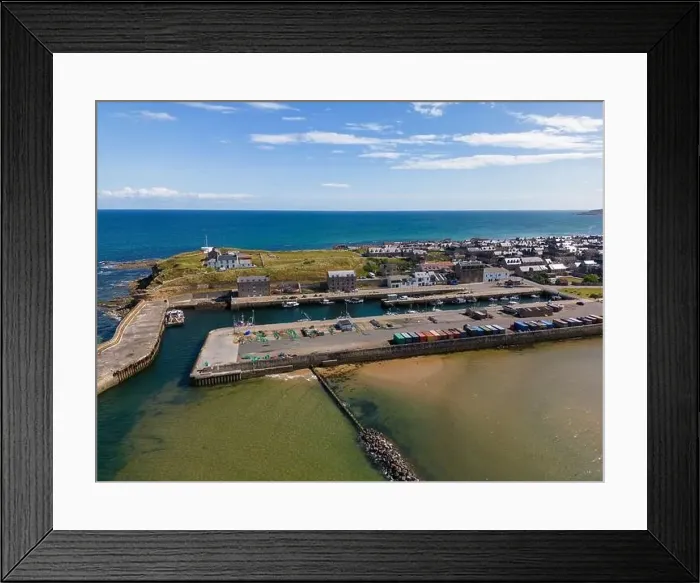 Framed Print : Aerial drone photo of the coastal town named Burghead in Moray Framed Print : Aerial drone photo of the coastal town named Burghead in Moray