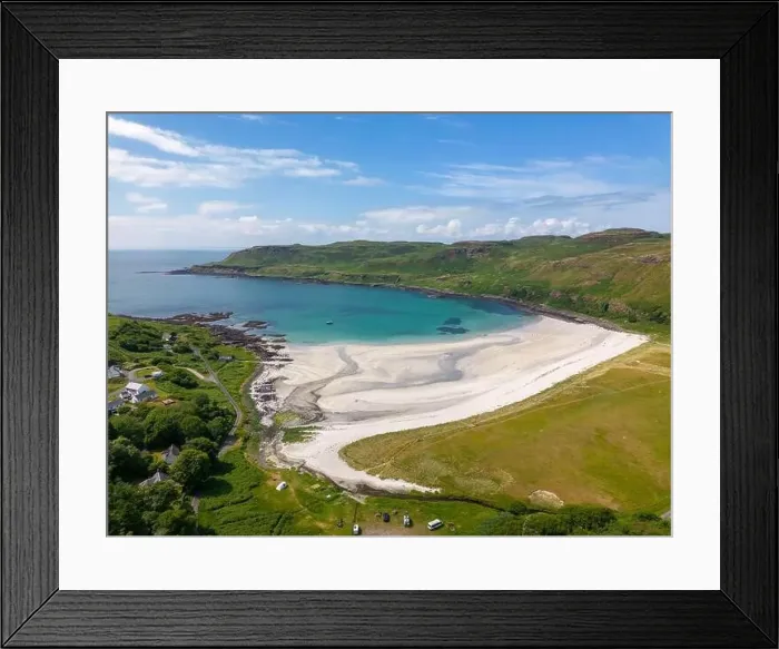 Framed Print : An aerial drone photo of Calgary bay on the Isle of Mull Framed Print : An aerial drone photo of Calgary bay on the Isle of Mull
