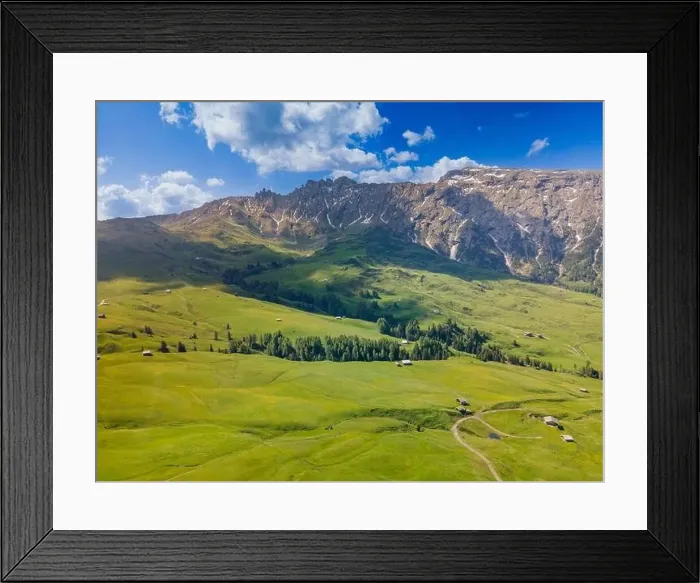 Framed Print : Aerial of a mountainous landscape in the Dolemites Framed Print : Aerial of a mountainous landscape in the Dolemites