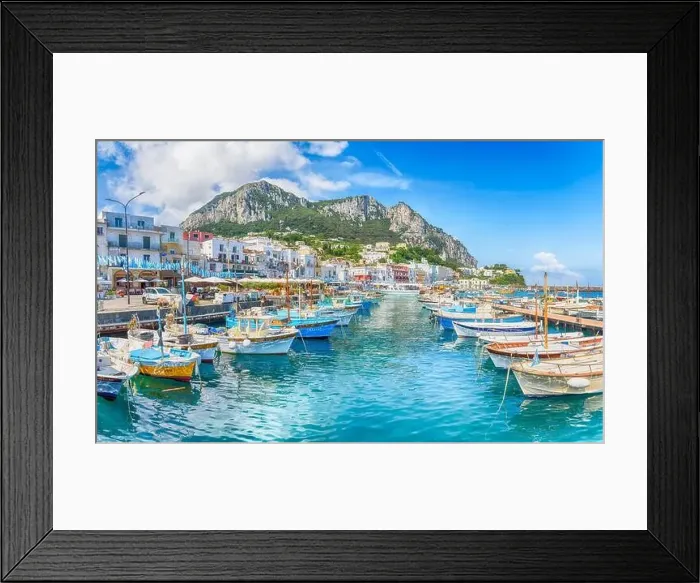 Framed Print : Capri islands, Italy - June 22, 2023: Landscape with Marina Grande in Capri Island, Tyrrhenian sea, Italy Framed Print : Capri islands, Italy - June 22, 2023: Landscape with Marina Grande in Capri Island, Tyrrhenian sea, Italy