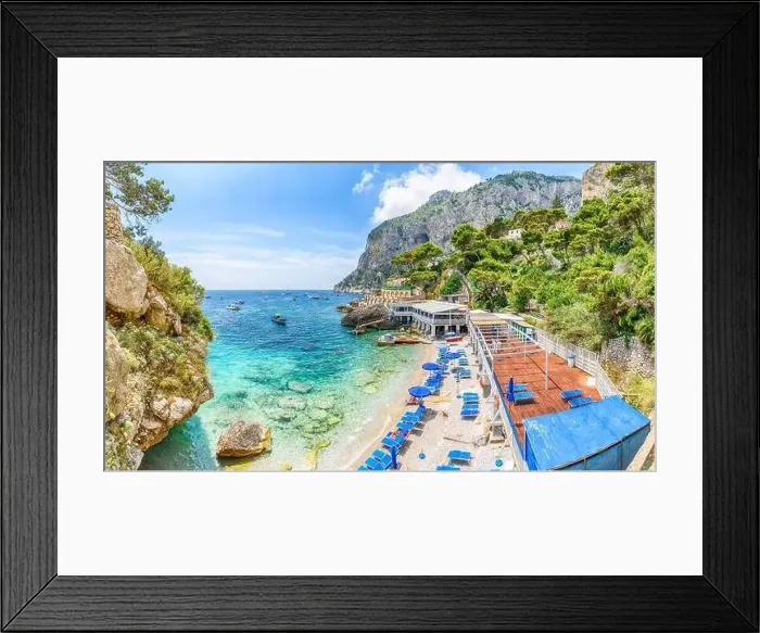 Framed Print : Landscape with Torre Saracena beach, Capri Island, Italy Framed Print : Landscape with Torre Saracena beach, Capri Island, Italy