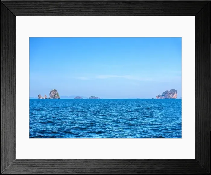 Framed Print : Topical islands in open sea on a sunny day, Ao Nang, Mueang Krabi District, Krabi, Andaman Sea, Thailand Framed Print : Topical islands in open sea on a sunny day, Ao Nang, Mueang Krabi District, Krabi, Andaman Sea, Thailand