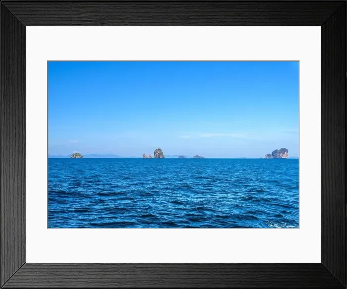 Framed Print : Topical islands in open sea on a sunny day, Ao Nang, Mueang Krabi District, Krabi, Andaman Sea, Thailand Framed Print : Topical islands in open sea on a sunny day, Ao Nang, Mueang Krabi District, Krabi, Andaman Sea, Thailand