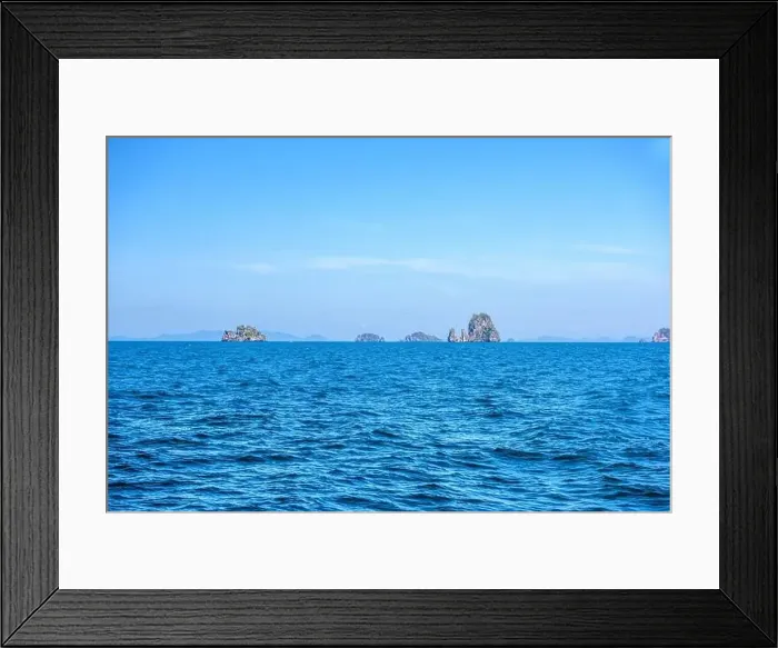 Framed Print : Topical islands in open sea on a sunny day, Ao Nang, Mueang Krabi District, Krabi, Andaman Sea, Thailand