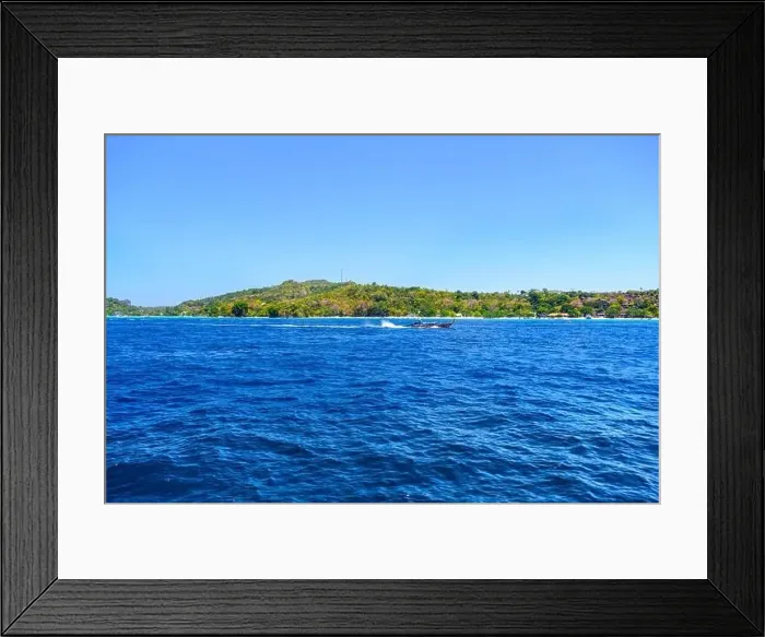 Framed Print : Motor ship in the bay of Ko Phi Phi Don Island with huge rocks and cliffs on a sunny day Framed Print : Motor ship in the bay of Ko Phi Phi Don Island with huge rocks and cliffs on a sunny day