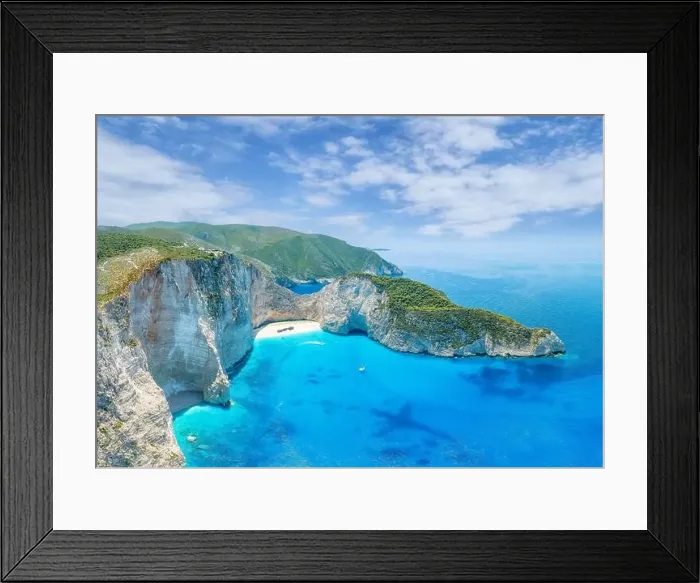 Framed Print : Landscape with Navagio beach in Zakynthos, Greece Framed Print : Landscape with Navagio beach in Zakynthos, Greece