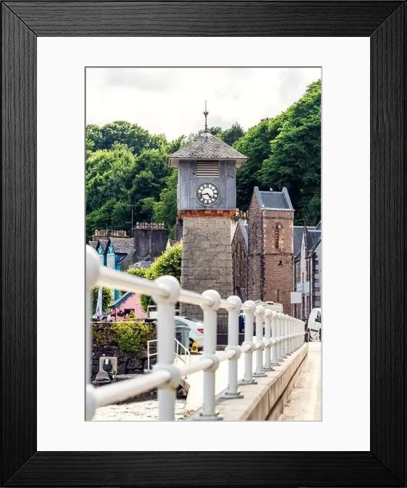Framed Print : The clock tower in Tobermory from a drone, Isle of Mull, Scotland, UK