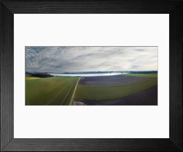 Framed Print : Danube with agricultural fields in winter in Bavaria Framed Print : Danube with agricultural fields in winter in Bavaria