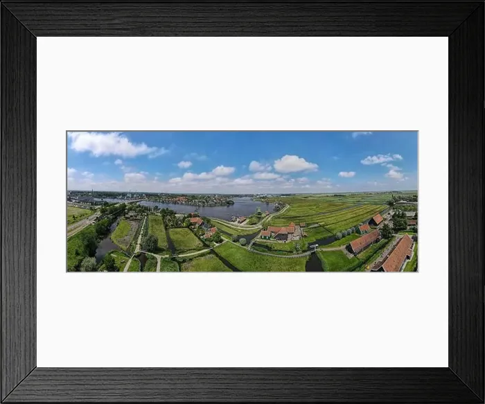 Framed Print : Drone view at the Windmills of Zaanse Schans near Amsterdam on Holland Framed Print : Drone view at the Windmills of Zaanse Schans near Amsterdam on Holland