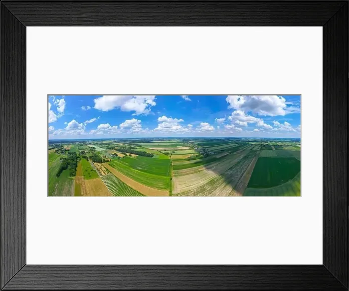 Framed Print : Abstract geometric shapes of agricultural parcels of different crops in yellow and green colors Framed Print : Abstract geometric shapes of agricultural parcels of different crops in yellow and green colors