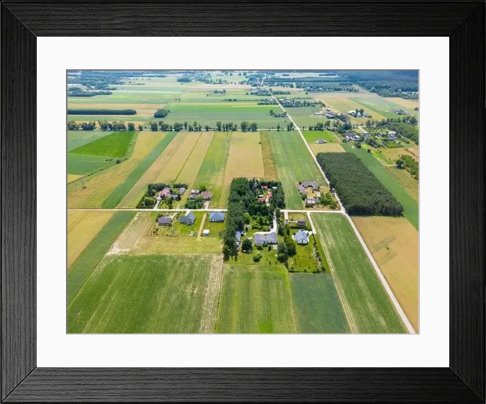 Framed Print : Abstract geometric shapes of agricultural parcels of different crops in yellow and green colors Framed Print : Abstract geometric shapes of agricultural parcels of different crops in yellow and green colors