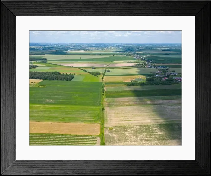 Framed Print : Abstract geometric shapes of agricultural parcels of different crops in yellow and green colors Framed Print : Abstract geometric shapes of agricultural parcels of different crops in yellow and green colors