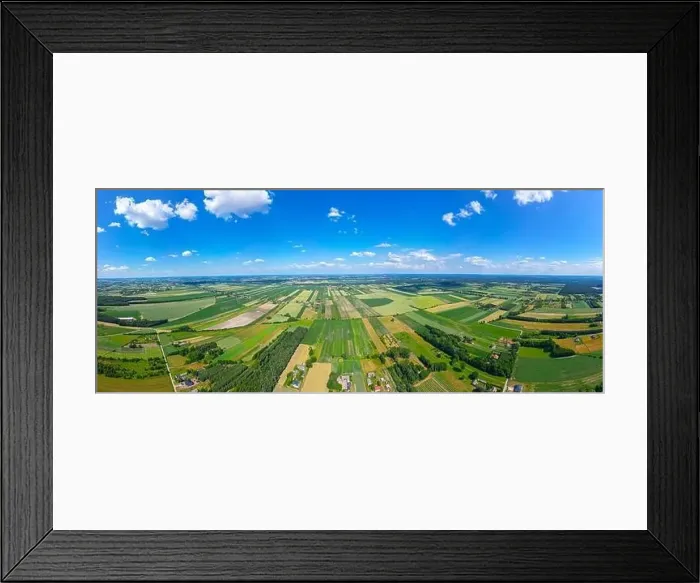 Framed Print : Abstract geometric shapes of agricultural parcels of different crops in yellow and green colors Framed Print : Abstract geometric shapes of agricultural parcels of different crops in yellow and green colors