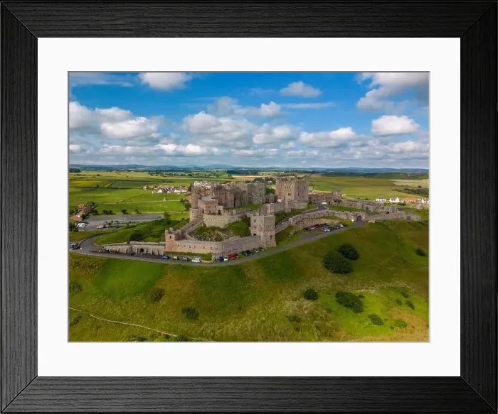 Framed Print : Aerial drone photo of Bamburgh Castle at the beautiful coastline of Northumberland