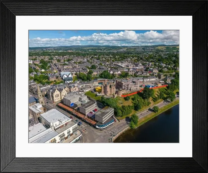 Framed Print : Aerial drone photo of the town centre of Inverness in Scotland Framed Print : Aerial drone photo of the town centre of Inverness in Scotland