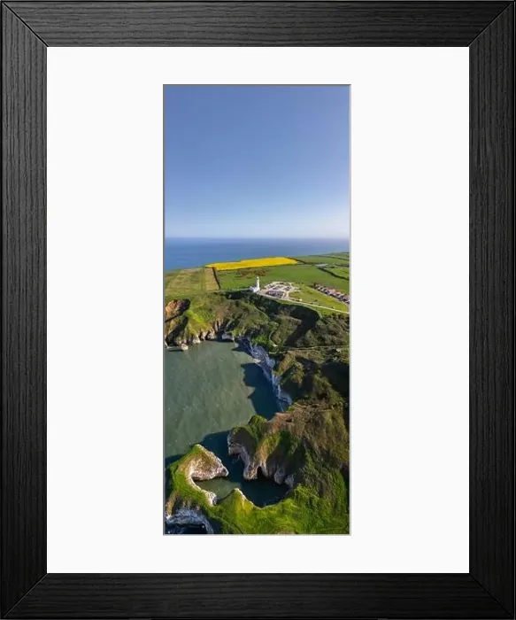 Framed Print : Beautiful view footage taken with a drone above the Flamborough Framed Print : Beautiful view footage taken with a drone above the Flamborough