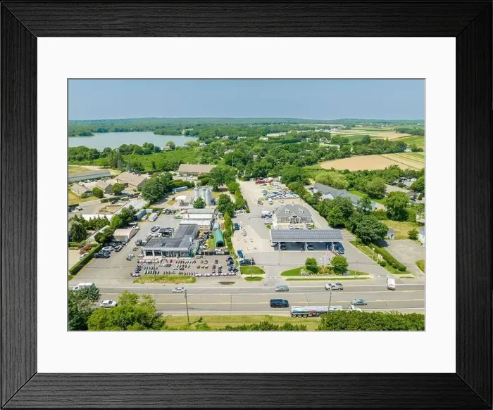 Framed Print : aerial view of water mill shell station and vicinity Framed Print : aerial view of water mill shell station and vicinity