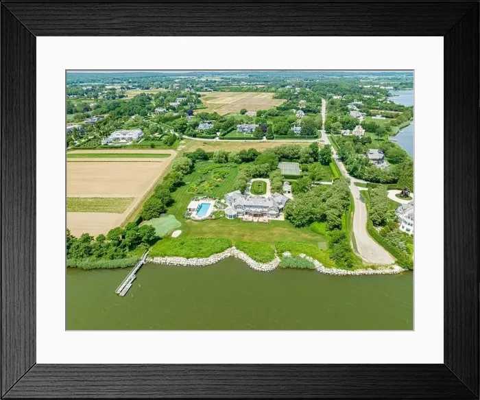 Framed Print : aerial view of 496 rose hill road, water mill, ny Framed Print : aerial view of 496 rose hill road, water mill, ny