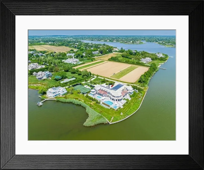 Framed Print : aerial view of a large estate on Cresent avenue in water mill, ny Framed Print : aerial view of a large estate on Cresent avenue in water mill, ny