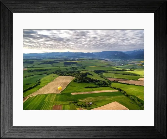 Framed Print : Beautiful country landscape with green, yellow fields. Liptov, Slovakia. Aerial drone photography Framed Print : Beautiful country landscape with green, yellow fields. Liptov, Slovakia. Aerial drone photography