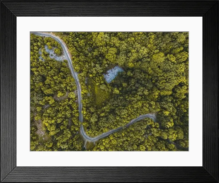 Framed Print : Aerial View of Stone Path in Forest Framed Print : Aerial View of Stone Path in Forest