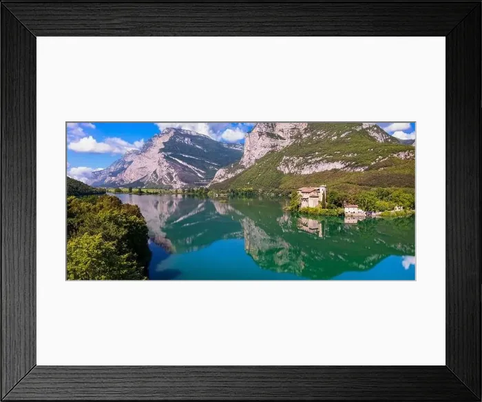 Framed Print : Beautiful Toblino lake is considered one of the most romantic lakes in the Trentino Framed Print : Beautiful Toblino lake is considered one of the most romantic lakes in the Trentino