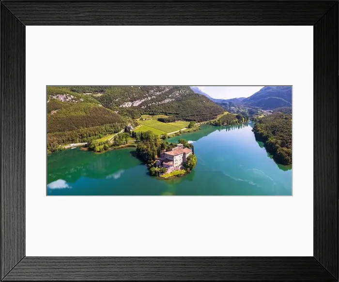 Framed Print : Beautiful Toblino lake is considered one of the most romantic lakes in the Trentino Framed Print : Beautiful Toblino lake is considered one of the most romantic lakes in the Trentino
