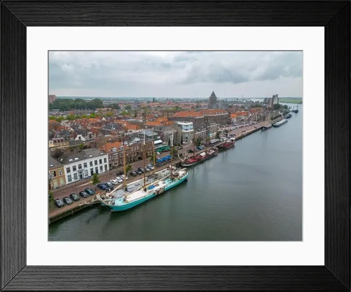 Framed Print : Aerial drone photo of the dutch city Kampen in Overijssel Framed Print : Aerial drone photo of the dutch city Kampen in Overijssel