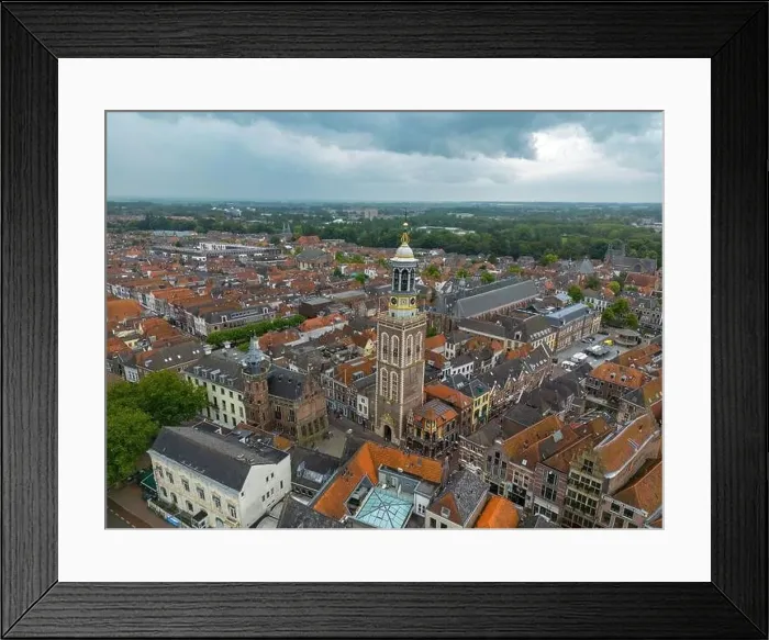 Framed Print : Aerial drone photo of the Nieuwe Toren, which is a large clock tower in Kampen, Overijssel the Netherlands Framed Print : Aerial drone photo of the Nieuwe Toren, which is a large clock tower in Kampen, Overijssel the Netherlands