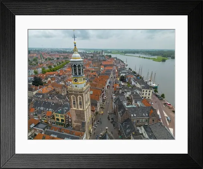 Framed Print : Aerial drone photo of the Nieuwe Toren, which is a large clock tower in Kampen, Overijssel the Netherlands Framed Print : Aerial drone photo of the Nieuwe Toren, which is a large clock tower in Kampen, Overijssel the Netherlands