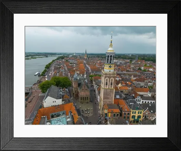Framed Print : Aerial drone photo of the Nieuwe Toren, which is a large clock tower in Kampen, Overijssel the Netherlands Framed Print : Aerial drone photo of the Nieuwe Toren, which is a large clock tower in Kampen, Overijssel the Netherlands