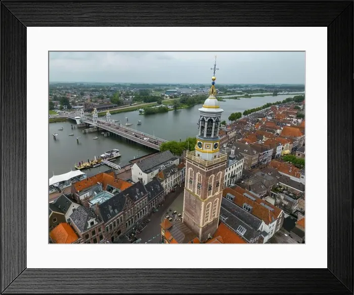 Framed Print : Aerial drone photo of the Nieuwe Toren, which is a large clock tower in Kampen, Overijssel the Netherlands Framed Print : Aerial drone photo of the Nieuwe Toren, which is a large clock tower in Kampen, Overijssel the Netherlands