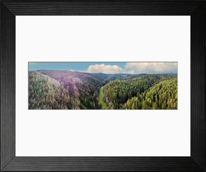 Framed Print : aerial photo of the forest in bavaria with dense needle trees and clearings as a green meadow Framed Print : aerial photo of the forest in bavaria with dense needle trees and clearings as a green meadow