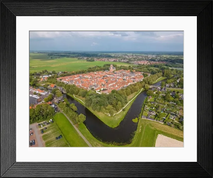 Framed Print : Aerial drone photo of the fortified town Elburg in Gelderland, the Netherlands Framed Print : Aerial drone photo of the fortified town Elburg in Gelderland, the Netherlands