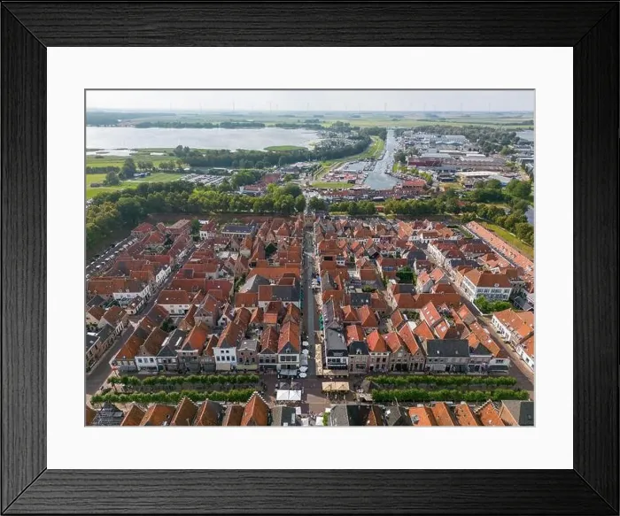 Framed Print : Aerial drone photo of the fortified town Elburg in Gelderland, the Netherlands Framed Print : Aerial drone photo of the fortified town Elburg in Gelderland, the Netherlands