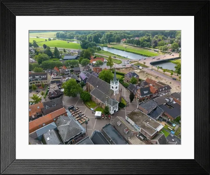 Framed Print : Aerial drone photo of the dutch town Ommen in Overijssel, the Netherlands Framed Print : Aerial drone photo of the dutch town Ommen in Overijssel, the Netherlands