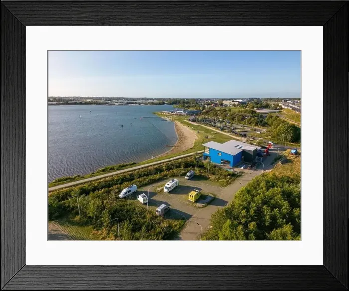 Framed Print : This aerial drone photo shows a parking at the Valkenburgse meer Framed Print : This aerial drone photo shows a parking at the Valkenburgse meer