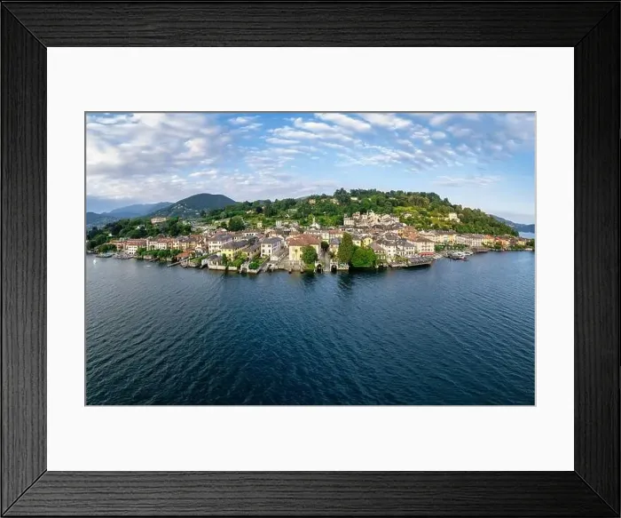 Framed Print : Lake Orta Italy. Aerial view of a beautiful mountain lake and the village of Orta. Orta San Giulio, Piedmont, Italy Framed Print : Lake Orta Italy. Aerial view of a beautiful mountain lake and the village of Orta. Orta San Giulio, Piedmont, Italy