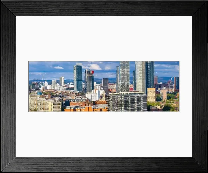 Framed Print : Manchester skyline panorama with cloudy sky Framed Print : Manchester skyline panorama with cloudy sky