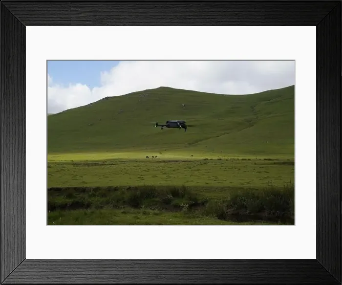 Framed Print : Drone flying on plateau nature Framed Print : Drone flying on plateau nature