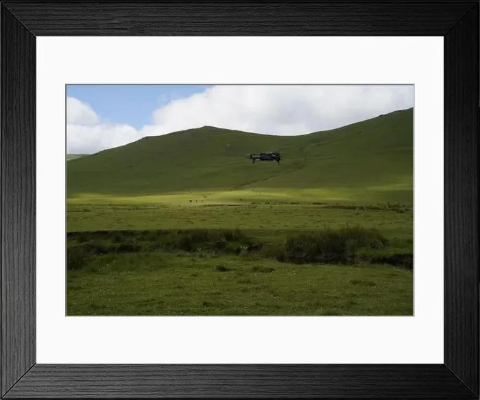 Framed Print : Drone flying on plateau nature Framed Print : Drone flying on plateau nature
