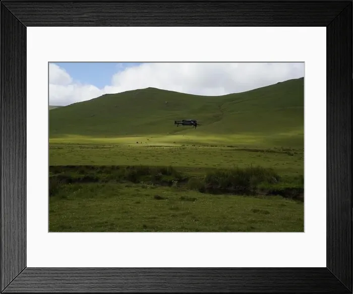 Framed Print : Drone flying on plateau nature Framed Print : Drone flying on plateau nature