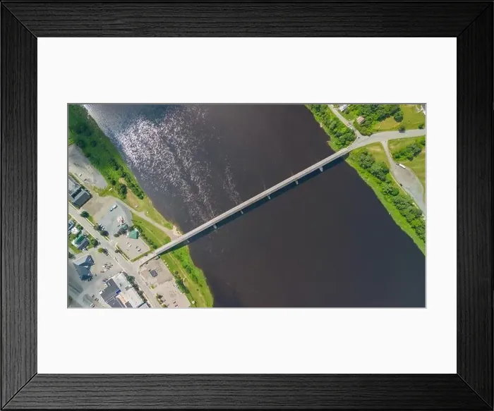 Framed Print : Hartland Covered Bridge in Hartland, New Brunswick, the world's longest covered bridge, aerial view Framed Print : Hartland Covered Bridge in Hartland, New Brunswick, the world's longest covered bridge, aerial view