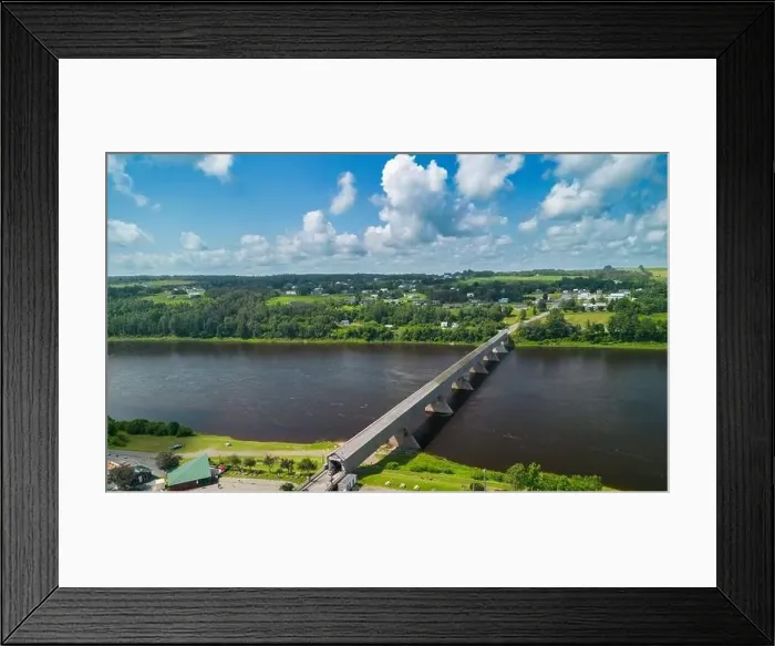 Framed Print : Hartland Covered Bridge in Hartland, New Brunswick, the world's longest covered bridge, aerial view Framed Print : Hartland Covered Bridge in Hartland, New Brunswick, the world's longest covered bridge, aerial view