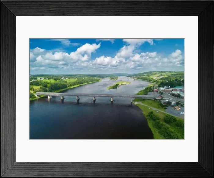 Framed Print : Hartland Covered Bridge in Hartland, New Brunswick, the world's longest covered bridge, aerial view Framed Print : Hartland Covered Bridge in Hartland, New Brunswick, the world's longest covered bridge, aerial view