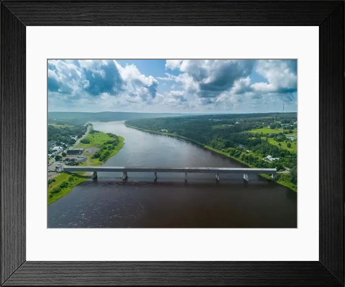 Framed Print : Hartland Covered Bridge in Hartland, New Brunswick, the world's longest covered bridge, aerial view Framed Print : Hartland Covered Bridge in Hartland, New Brunswick, the world's longest covered bridge, aerial view