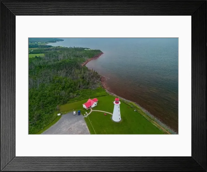 Framed Print : Aerial view of Point prim lighthouse PEI, Canada Framed Print : Aerial view of Point prim lighthouse PEI, Canada