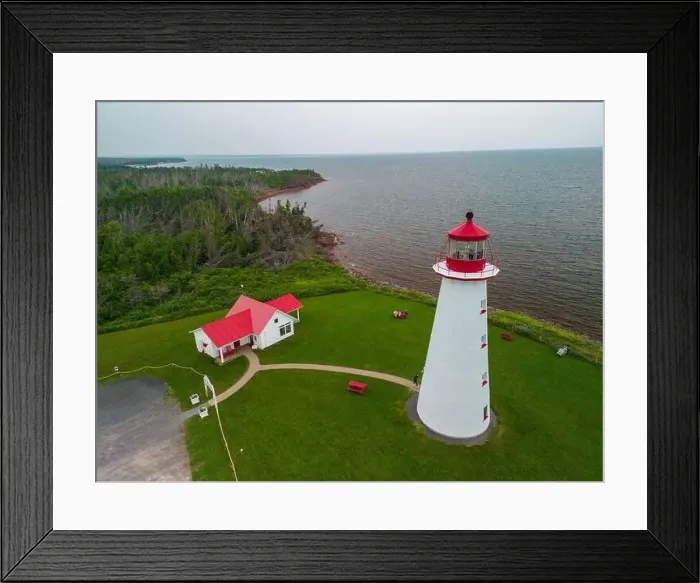 Framed Print : Aerial view of Point prim lighthouse PEI, Canada Framed Print : Aerial view of Point prim lighthouse PEI, Canada